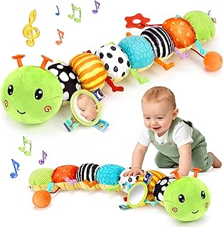 Baby Stuffed Musical Caterpillar Toys for 0-6 6-12 Months, Multi-Sensory Toy for Babies 3 6 9 12 18 Months, Tummy Time Toys for Newborn Infants Boys & Girls, Perfect Baby Shower & Baby Gifts