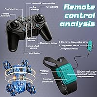 Vista 6 de Genial Auto de Acrobacias RC con Control por Gestos de 8 Ruedas, Juguetes de Regalo de Cumpleaños para Niños de 6 7 8-12 13 14 Años, 2.4Ghz Azul