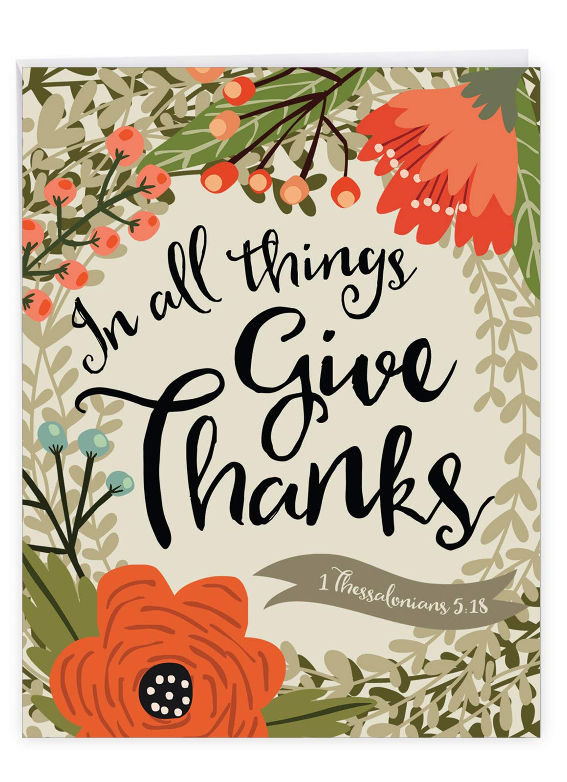 The Best Card Company - 1 Flower Thank You Greeting Card (8.5 x 11 Inch) - Beautiful Floral Gratitude Notecard, Big Appreciation and Thanks -