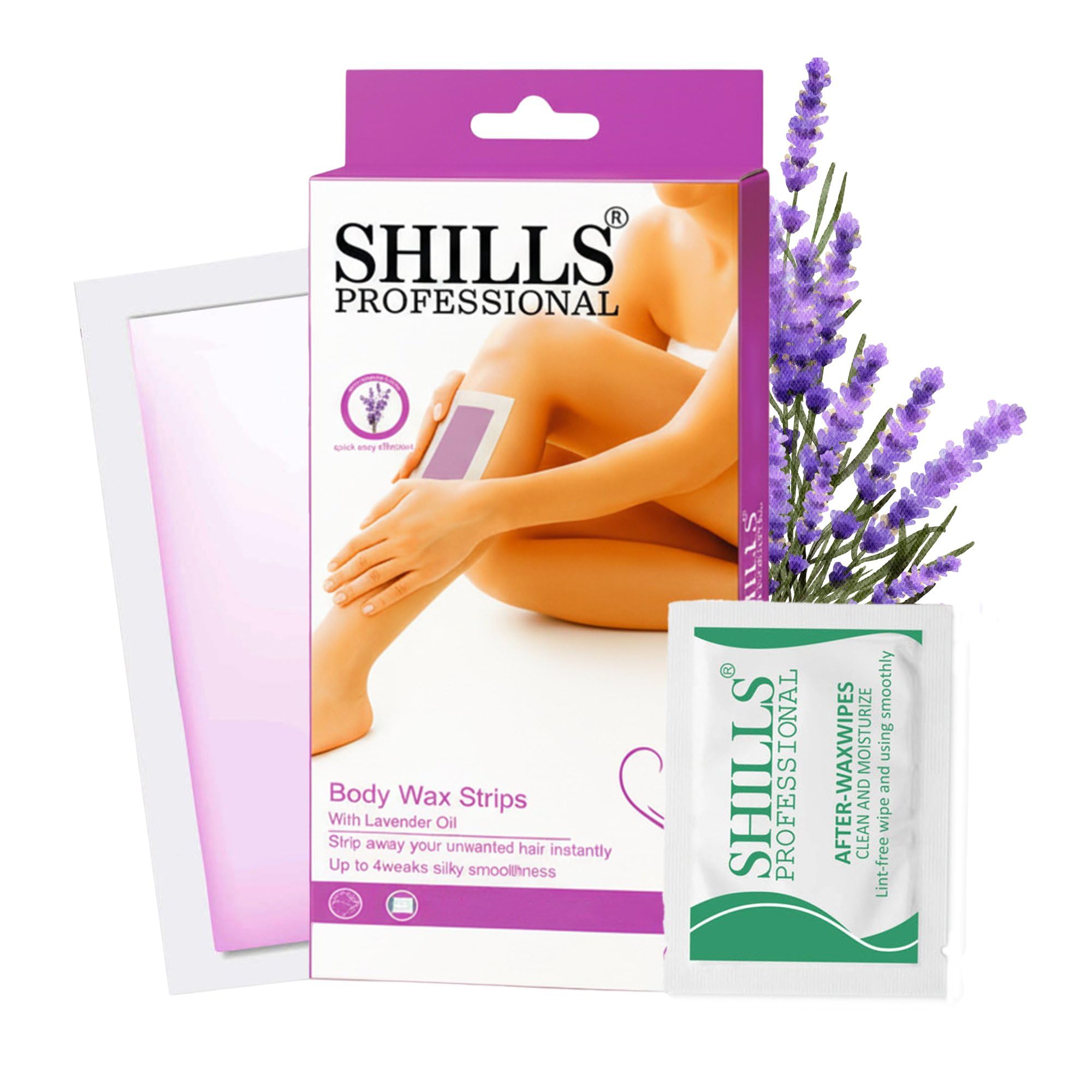 Body Wax Strips for Women | Ready-To-Use Facial And Body Waxing Strips | Hair Removal Strip for Upper Lip, Eyebrows, Chin, Sidelocks, Body Hair (Lavender, 10 Wax Strips + 1 Wipes)