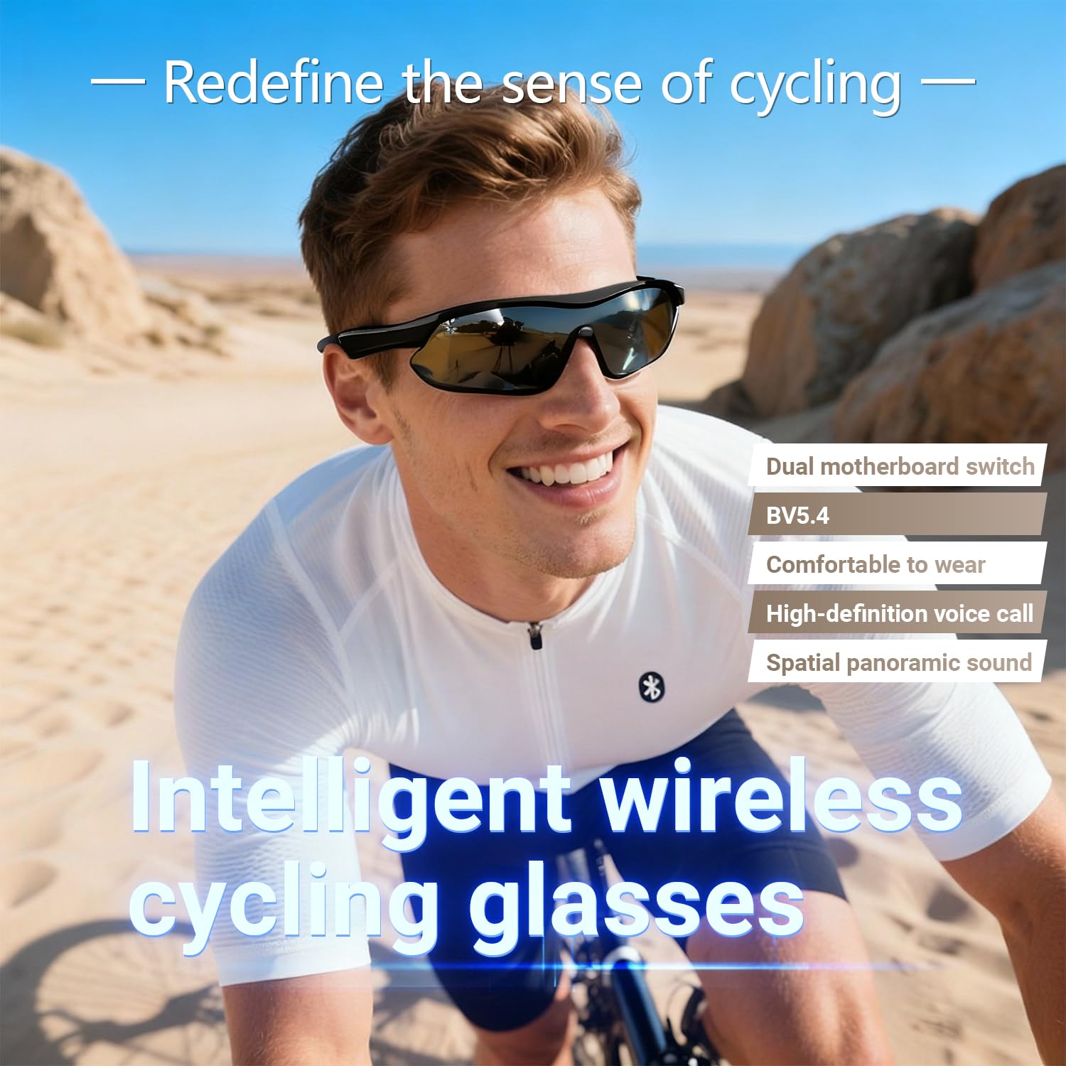 Gafas de sol polarizadas con Bluetooth para hombres y mujeres, protección UV, altavoces abiertos, micrófono integrado, gafas inteligentes deportivas para ciclismo, correr, béisbol, senderismo al