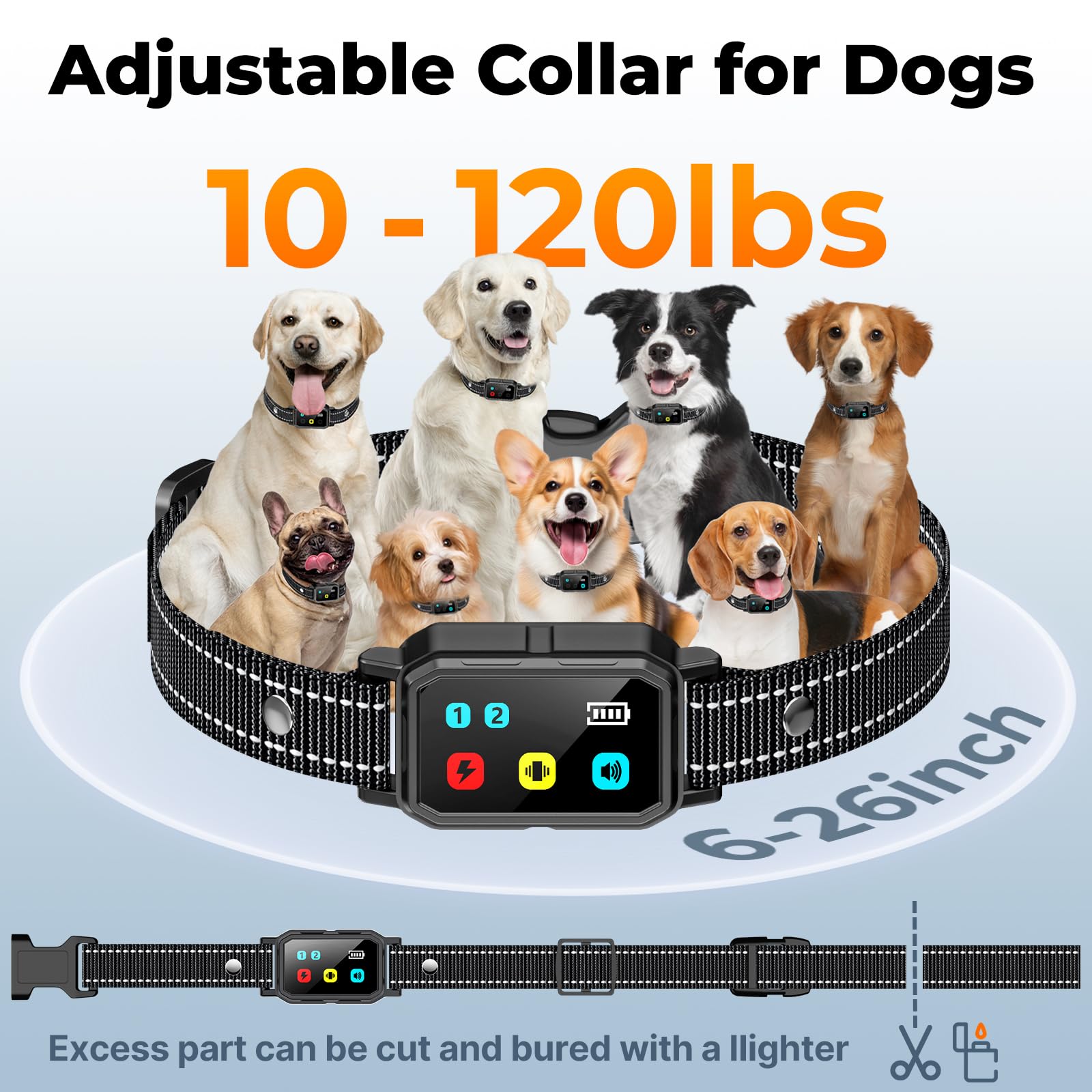 AI Dog Shock Collar 2 Dogs (10-120Lbs) - 3300FT Dog Training Collar with Remote, IPX7 Waterproof Collar with Beep, Vibration, Safe Shock for Large Medium Small Dogs, Keypad Lock and Flashing Light - image 7