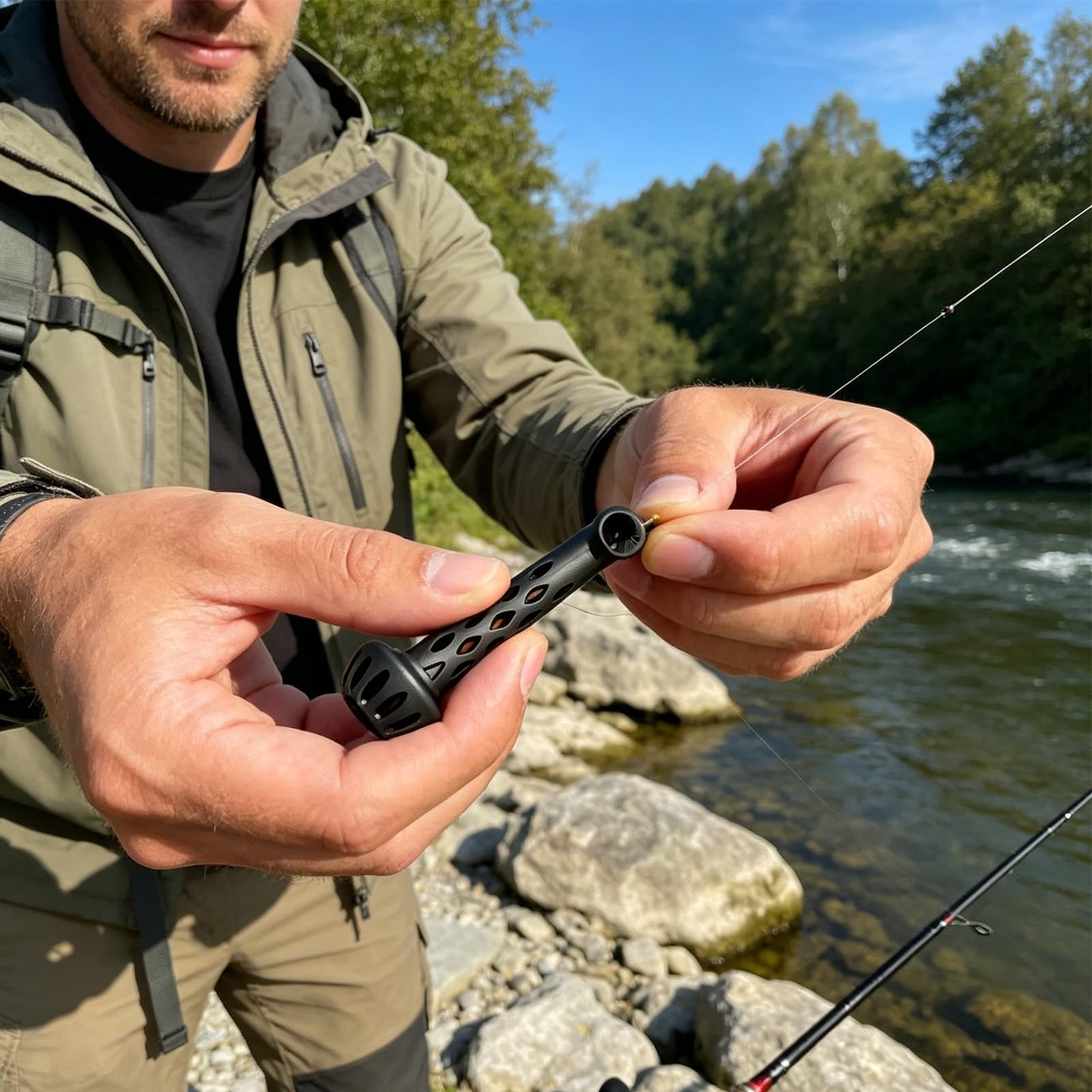 Fly Fishing Magnetic Fly Threader,Universal Helper Knot Assist for Threading Hooks,Fishing Accessory for Easy Rigging & Tying,Works with Most Hooks, Tippets & Rig Styles — view 4