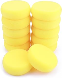 Prasacco 12 Pcs Round Painting Sponge, 3 inch Yellow Craft Sponges Synthetic Sponges Soft Artist Sponges Watercolor Sponges for Pottery Art Craft Pottery Clay Face Painting Ceramics