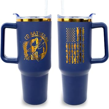 Fishing Tumbler 40 oz Tumbler with Handle Straw Lid Leak Proof