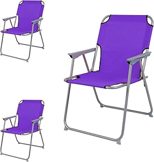3 pieza Bresetech – Silla plástico oxfort Lila silla plegable Pesca Silla de director – Silla silla de pesca metal B 53 x 46 x 74 cm