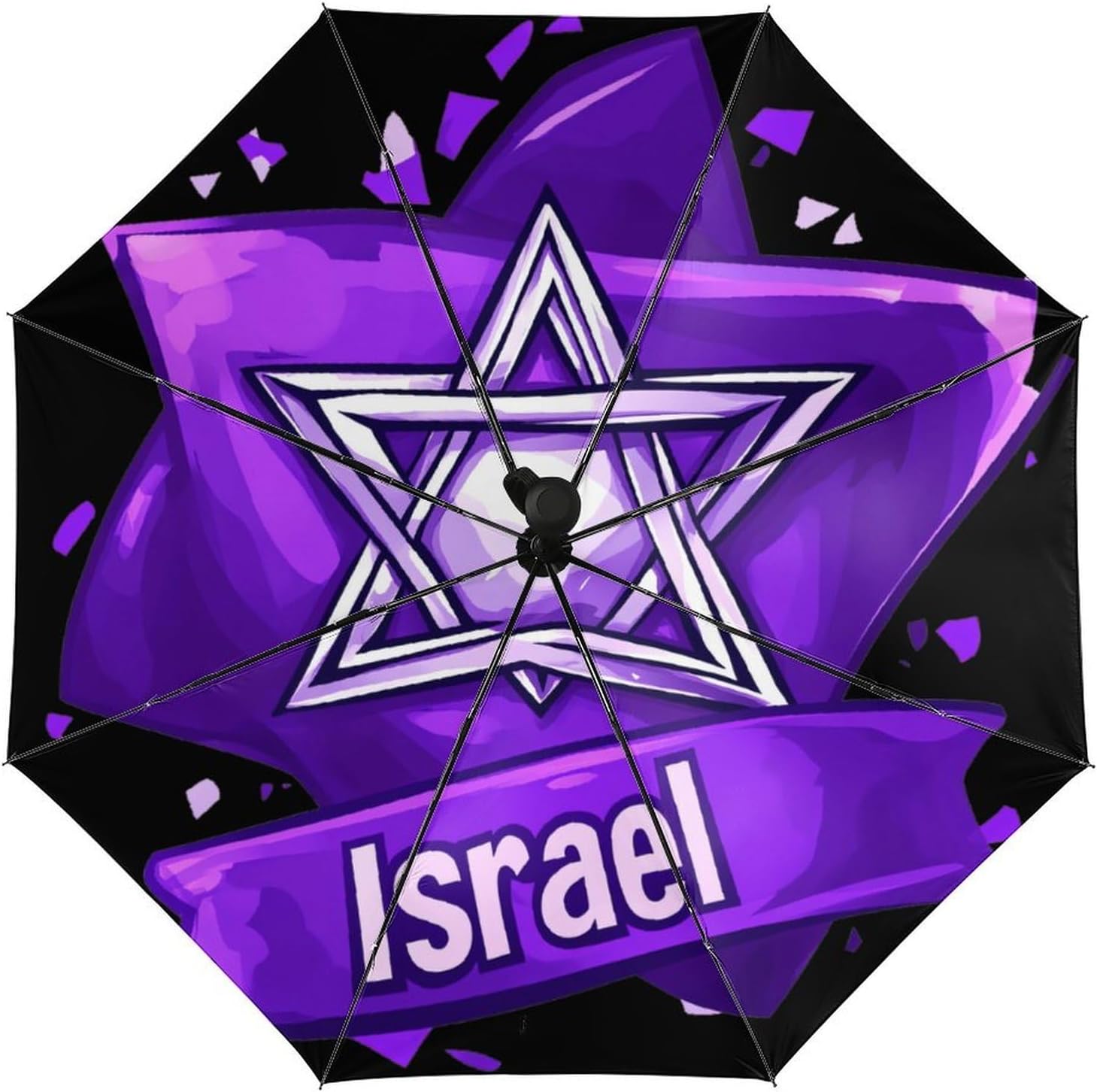 Israel Star Israeli Jewish Windproof Travel Umbrella Compact Portable Automatic Umbrella for Sun Rain