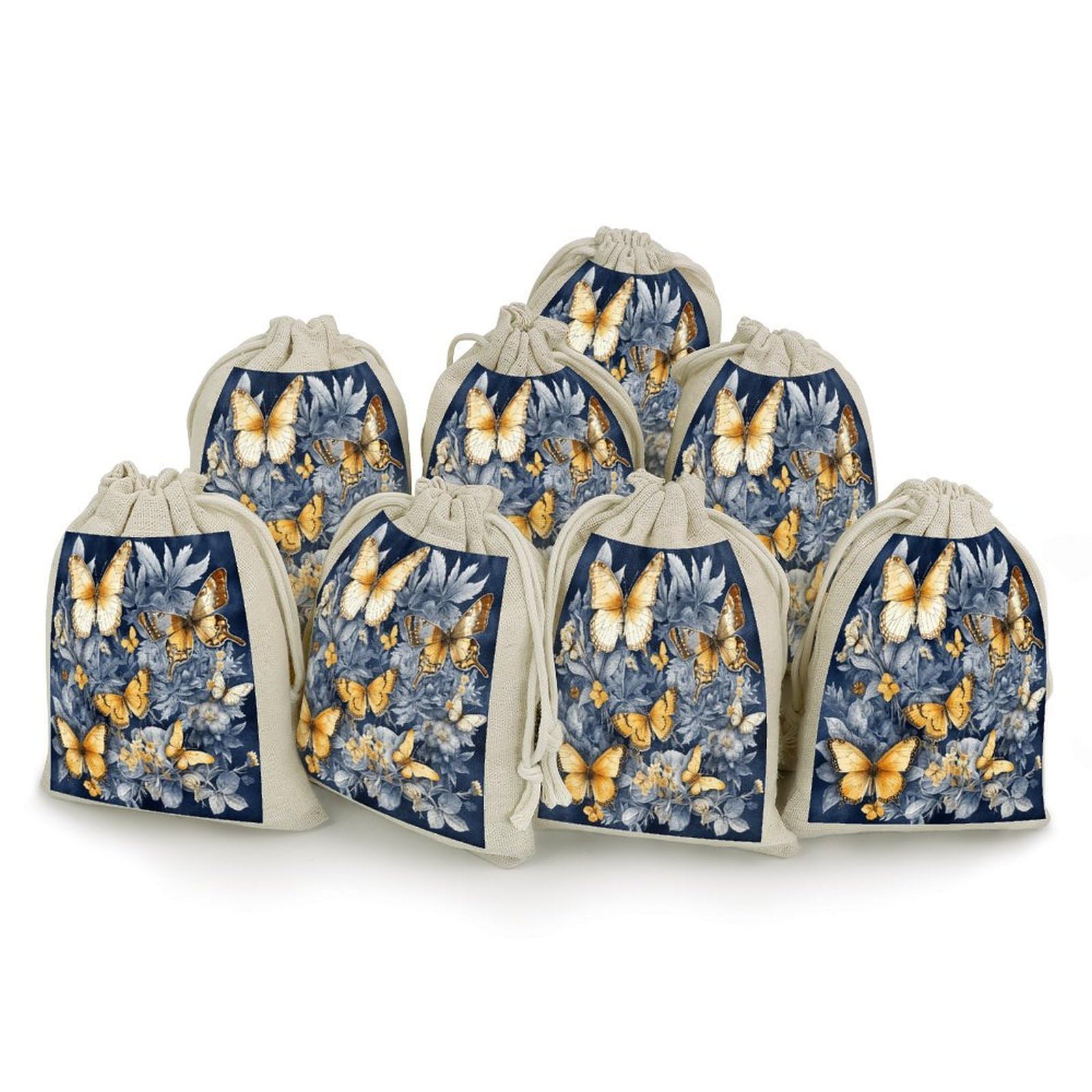 Adfgyerh Style Several Species Of Butterflies Bags With Drawstring Reusable,Jewelry Bags 4.9 X 6.7 Inch, Set Of 8,Gift Bags For Party Wedding Storage Home Supplies