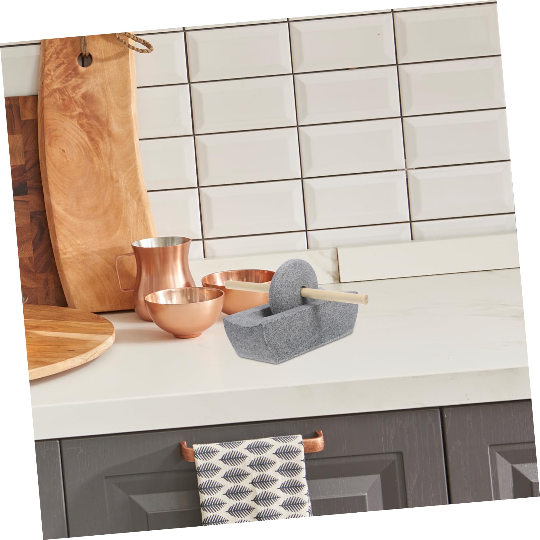 BESTOYARD Molinillo de Especias Manual de Piedra y Madera, Compacto y Práctico para Uso en Cocina y Hogar, Adecuado para Moler Condimentos y Té Tradicional