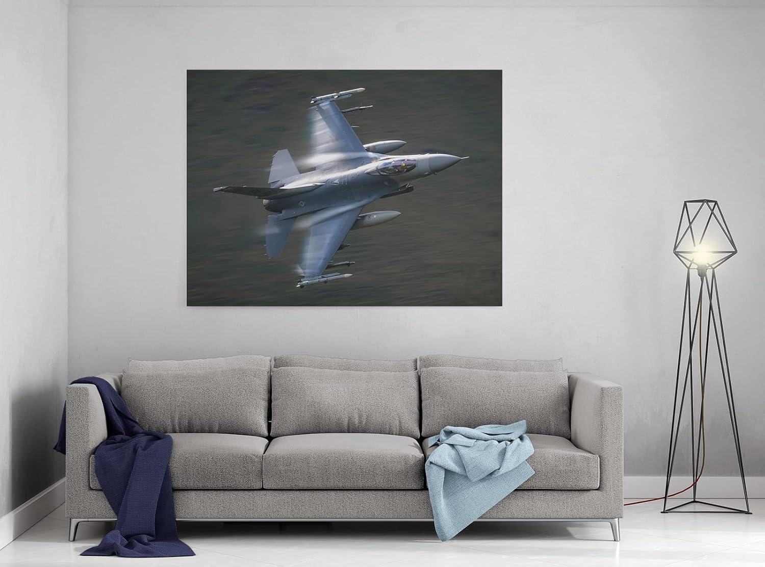 Condition photo showing New/Like New for mgsbcxn f-16 fighting falcon airplane canvas wall art prints f-16 fighter jet poster aviation wall art decor u.s air force picture artwork military plane decoration for men boys room - 28 x 40 inches f-16 fighter (3) 40"l x 28"w