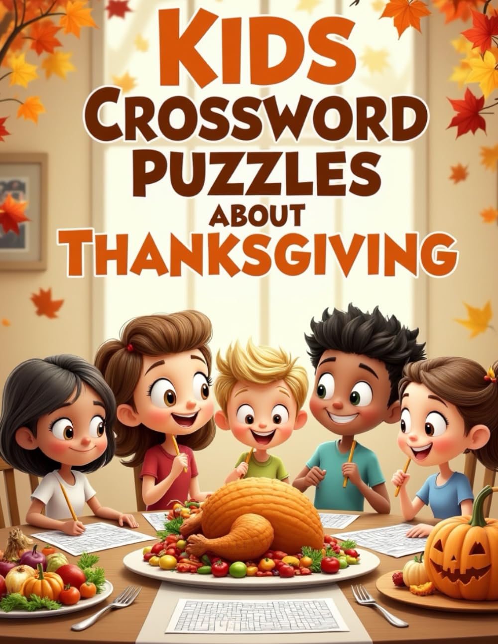 Kids Crossword Puzzles About Thanksgiving: Multiple Thanksgiving-themed crossword puzzles for kids