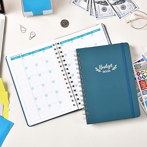 Miniatura 7 de Planificador de presupuesto, libro de presupuesto, organizador financiero de 12 meses, 6.1 x 8.27 pulgadas, rastreador de gastos sin fecha, libro de