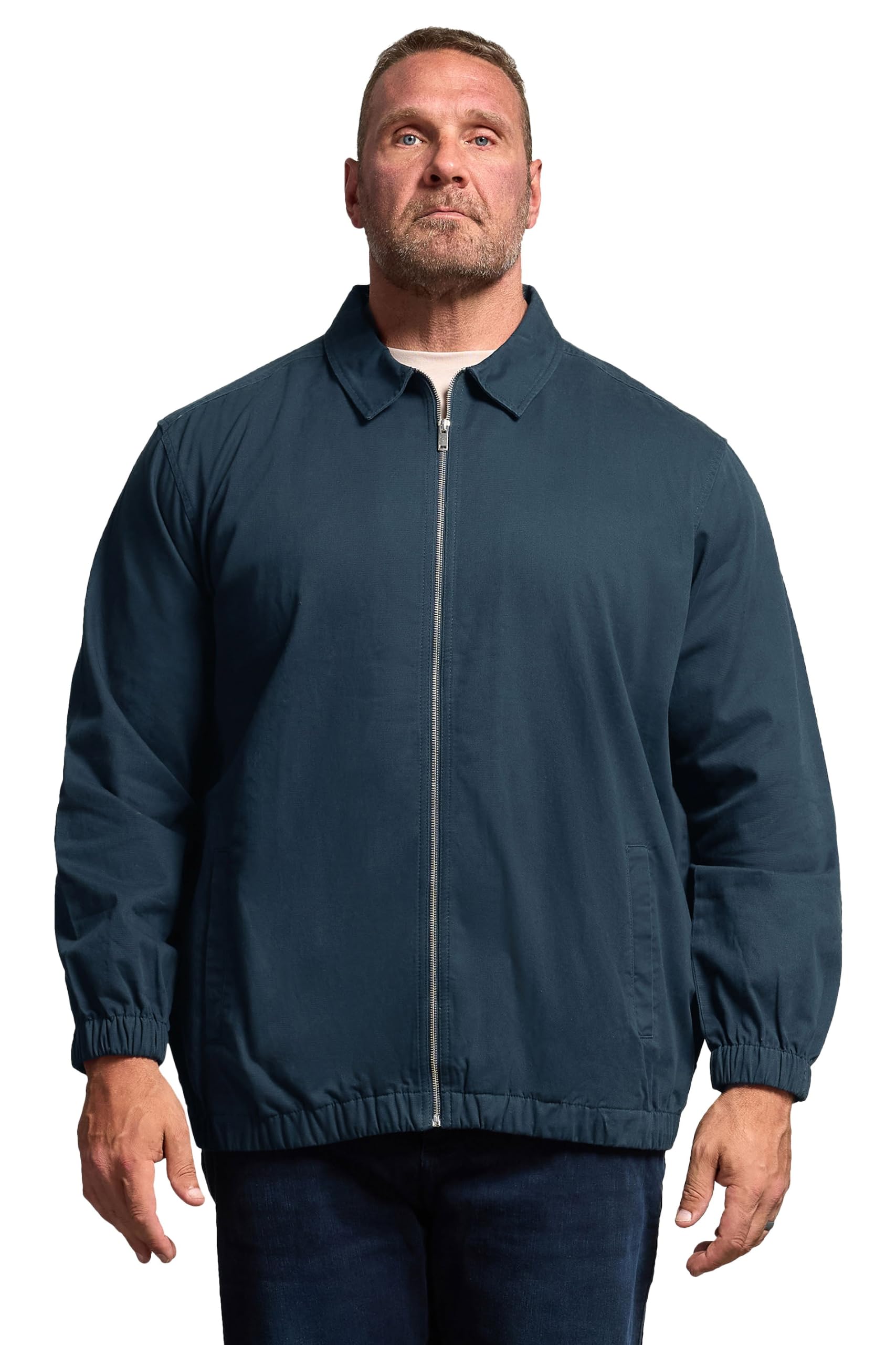 BadRhino Big & Tall Navy Twill Harrington Jacket - Men's - Plus Size Curve