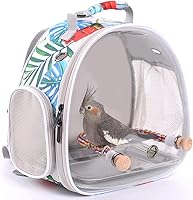 Vista 13 de Mochila de viaje para pájaros con soporte de madera, bolsa pequeña a mediana para llevar loro, periquito, conure, cacatúa