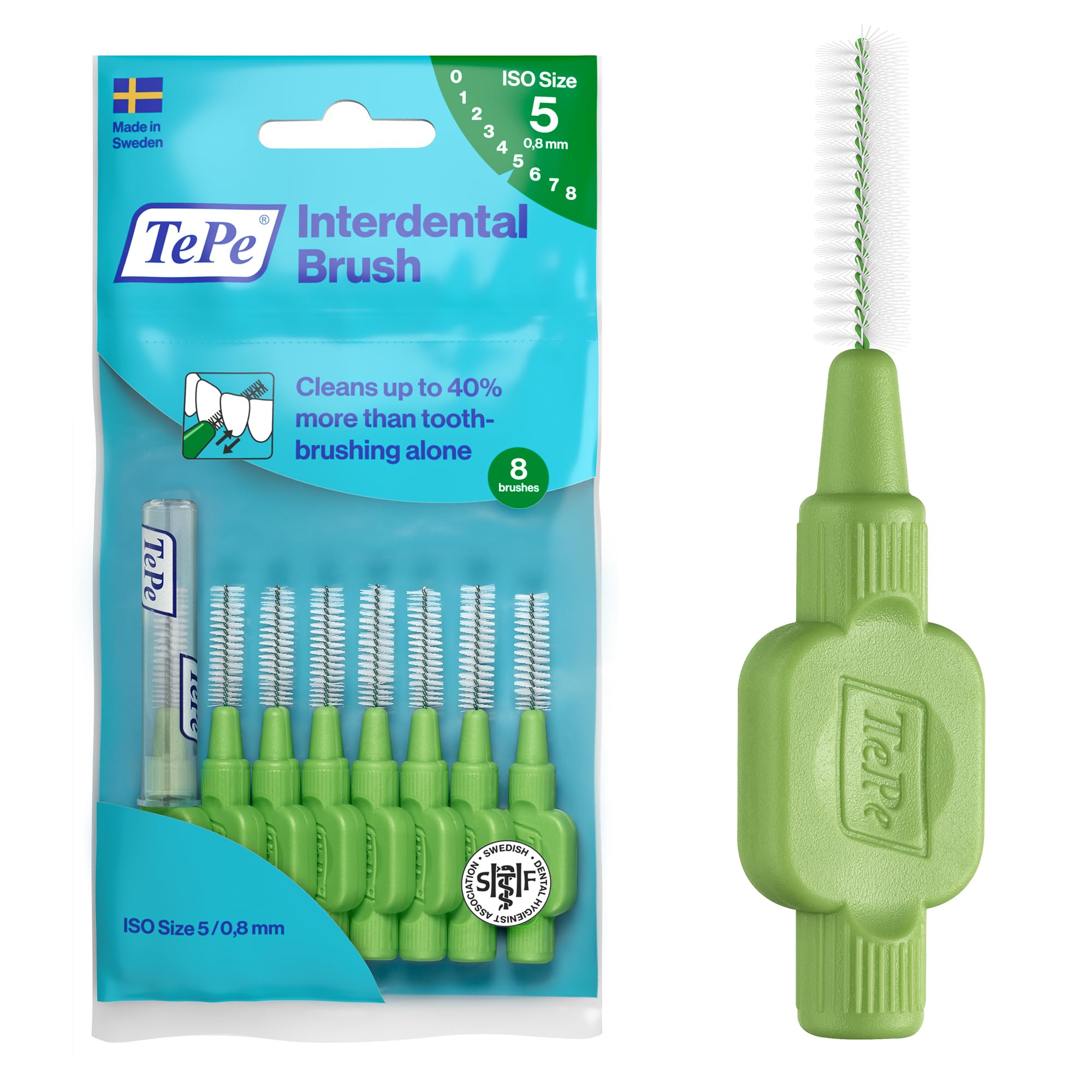 TePe Interdental Brushes Original - 0.8mm - ISO 5 - Green - 8 Brushes