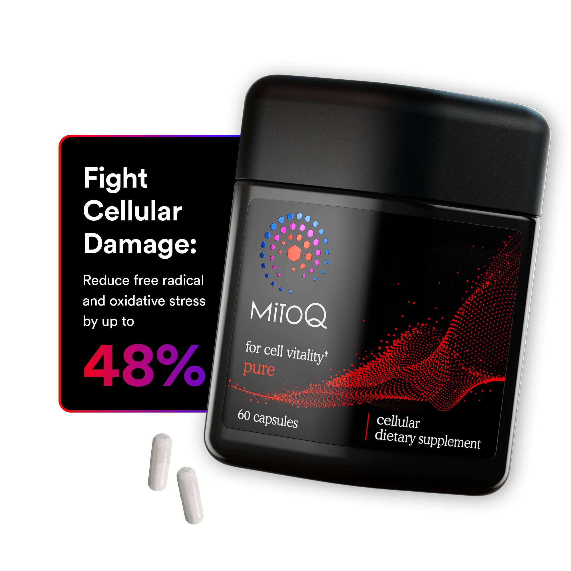 MitoQ Pure Advanced Mitochondria Supplement Superior Bioavailability to CoQ10 | Reduces Free Radical Damage for Healthy Aging, Metabolism, Heart Health, Energy, Strength & Mobility