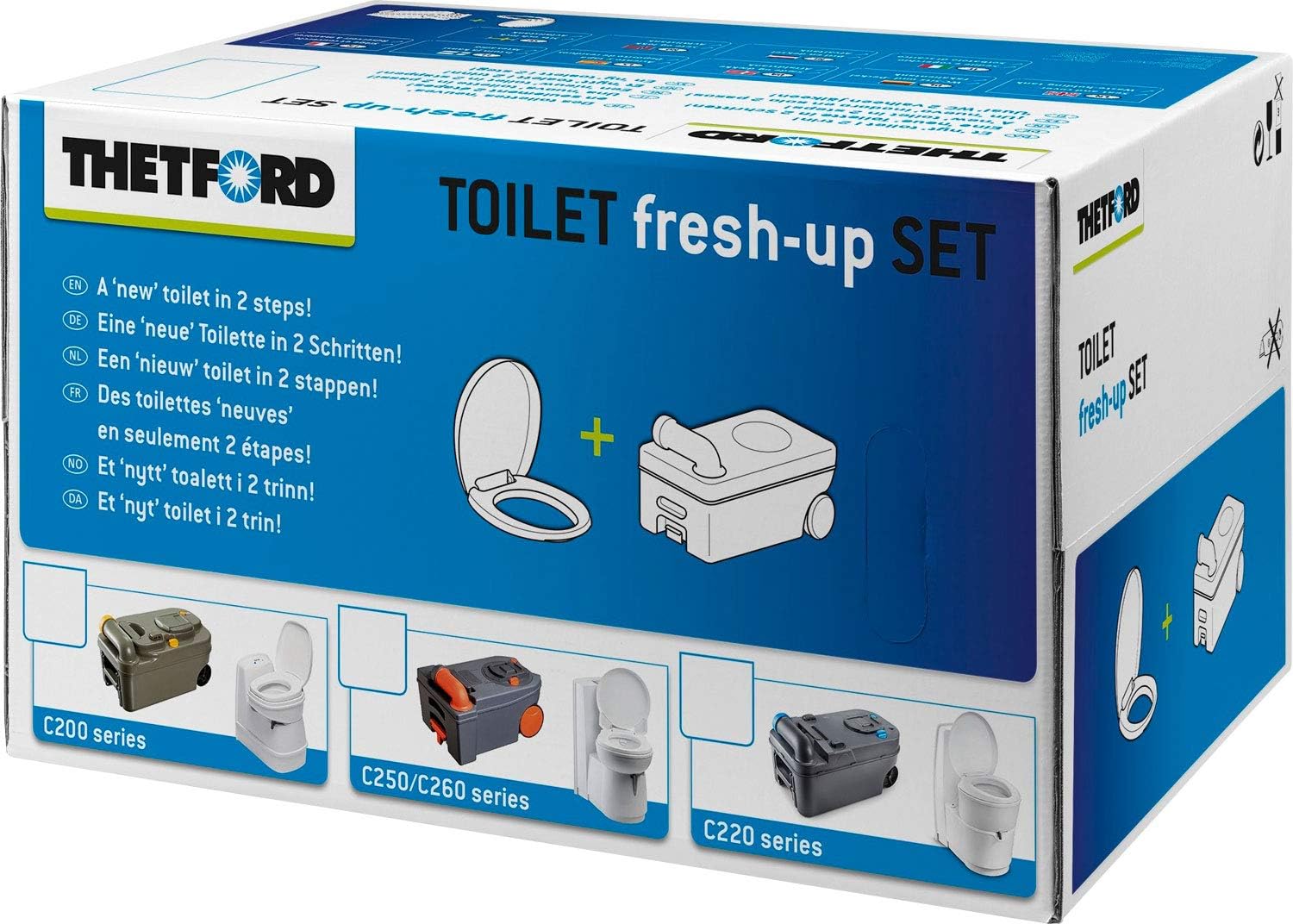 Thetford Fresh up Sets for Thetford Toilets with Handle and Wheels Set Different Models for Mobile Camping Toilets, Refreshment, Waste Tank lid