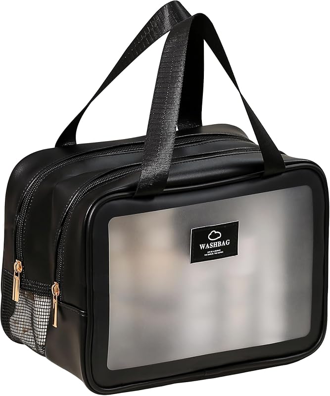 Necessaire de viagem Heliar com separação para itens secos e úmidos, TPU, preta, 30,0 cm x 17,0 cm x 20,0 cm