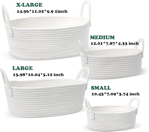 Miniatura 2 de Caroeas Juego de 4 cestas de almacenamiento tejidas con cuerda de algodón, cestas para estantes para organizar, canastas decorativas duraderas y