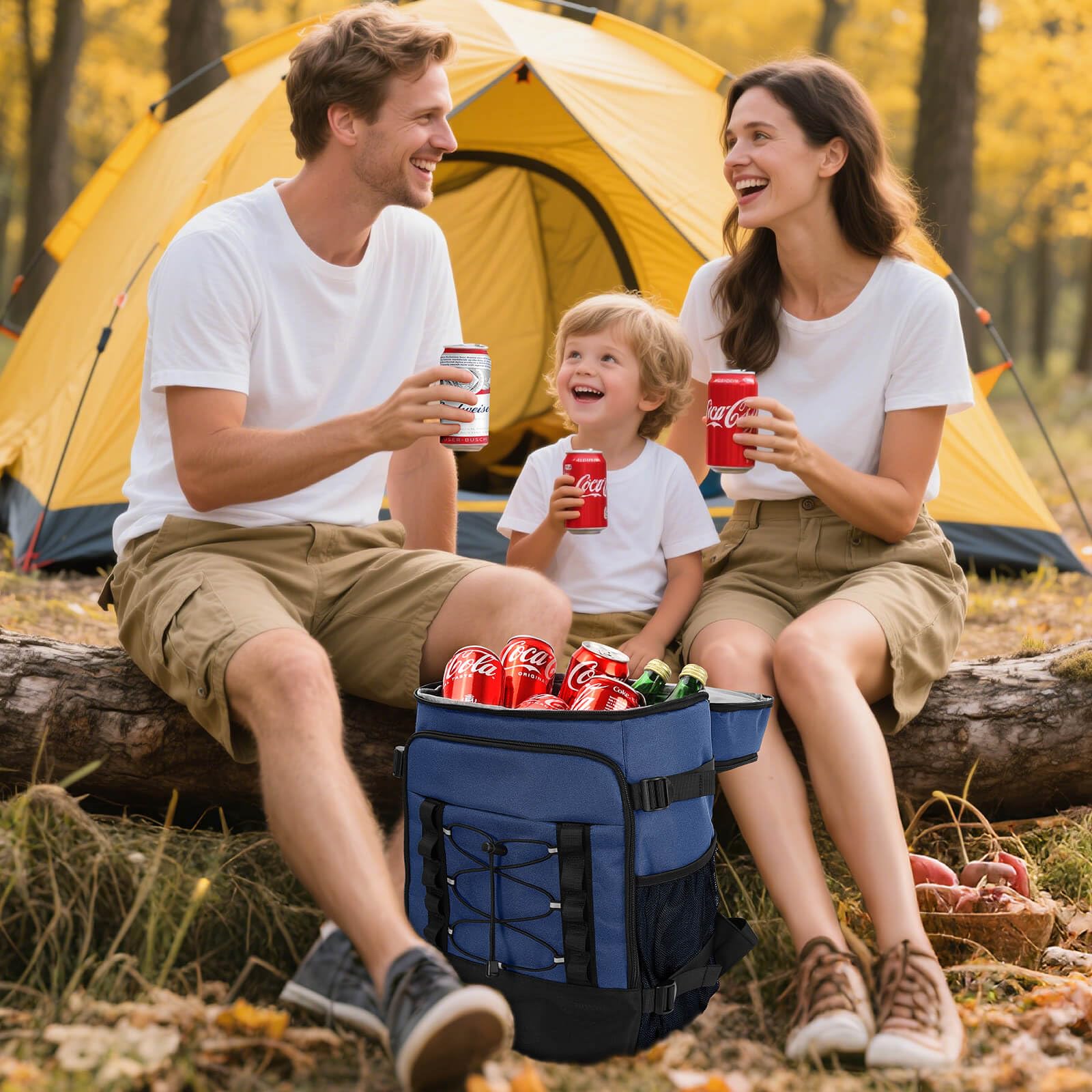 MIYCOO Zaino termico per uomo e donna, 2 scomparti a prova di perdite, 40 lattine | Zaino termico con cinghie per vino, apribottiglie per spiaggia, viaggi, picnic, pranzo, escursionismo, barbecue, campeggio