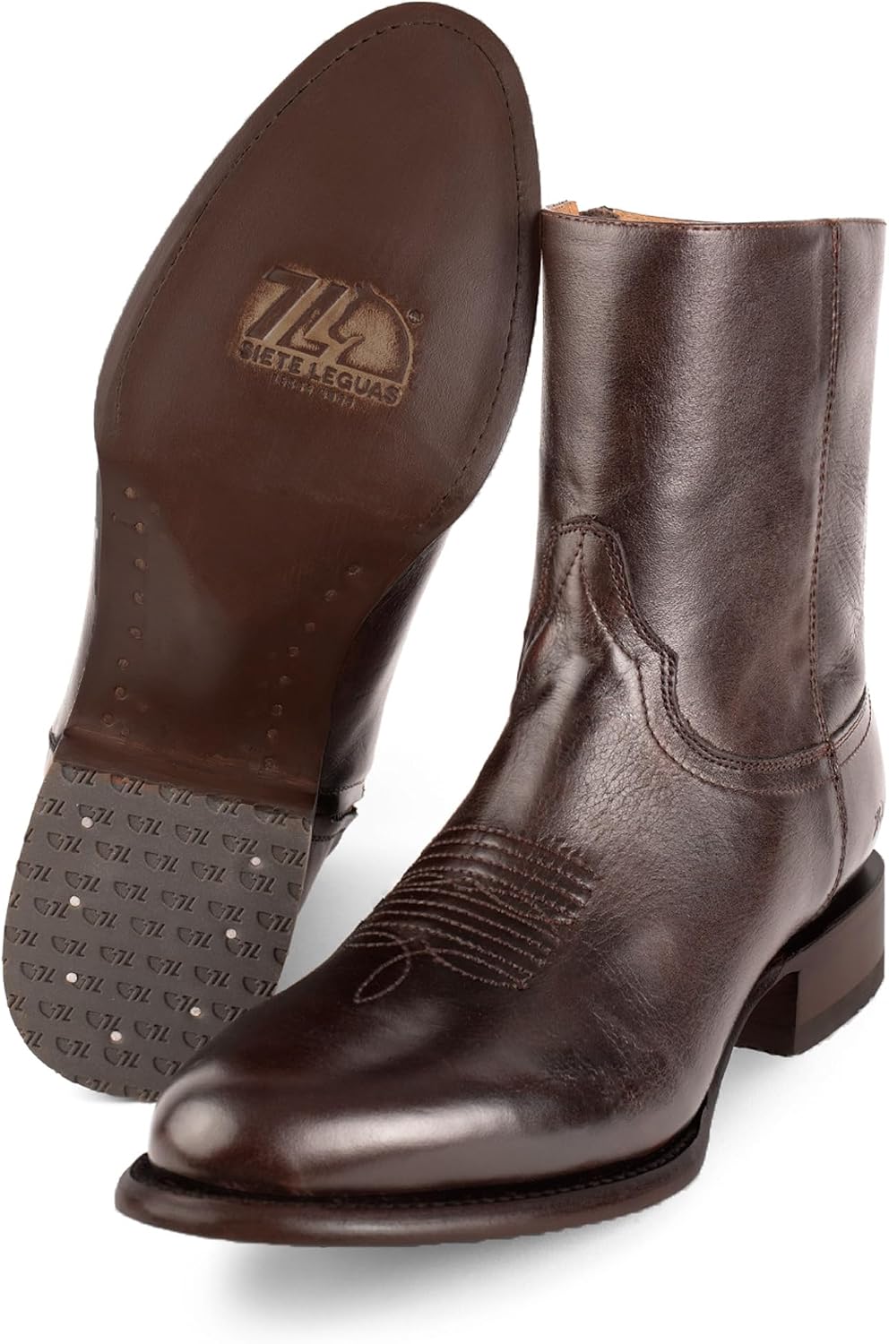 7L SIETE LEGUAS - Men's Leather Cowboy Zip Boot with Leather Sole style 11200