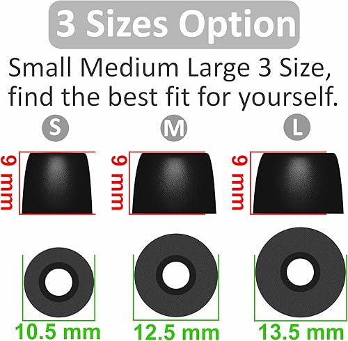 Miniatura 3 de 6 pares de puntas de espuma viscoelástica WF-1000XM5, repuesto SML Cancelar ruido, ajuste cómodo sin silicona para el dolor, almohadillas