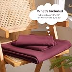 JSD Burgundy Duvet Cover Set Queen Size, 3 Piece 1 Duvet Cover with 2 Pillow Shams, Soft Brushed Microfiber Comforter Covers Zipper Closure | Soft Microfiber 3 Piece Duvet Cover with Zipper Closure, Duvet Not Included, Oeko-Tex Certified