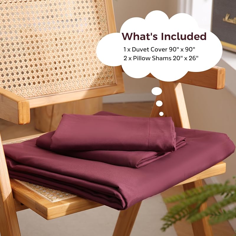JSD Burgundy Duvet Cover Set Queen Size image 2