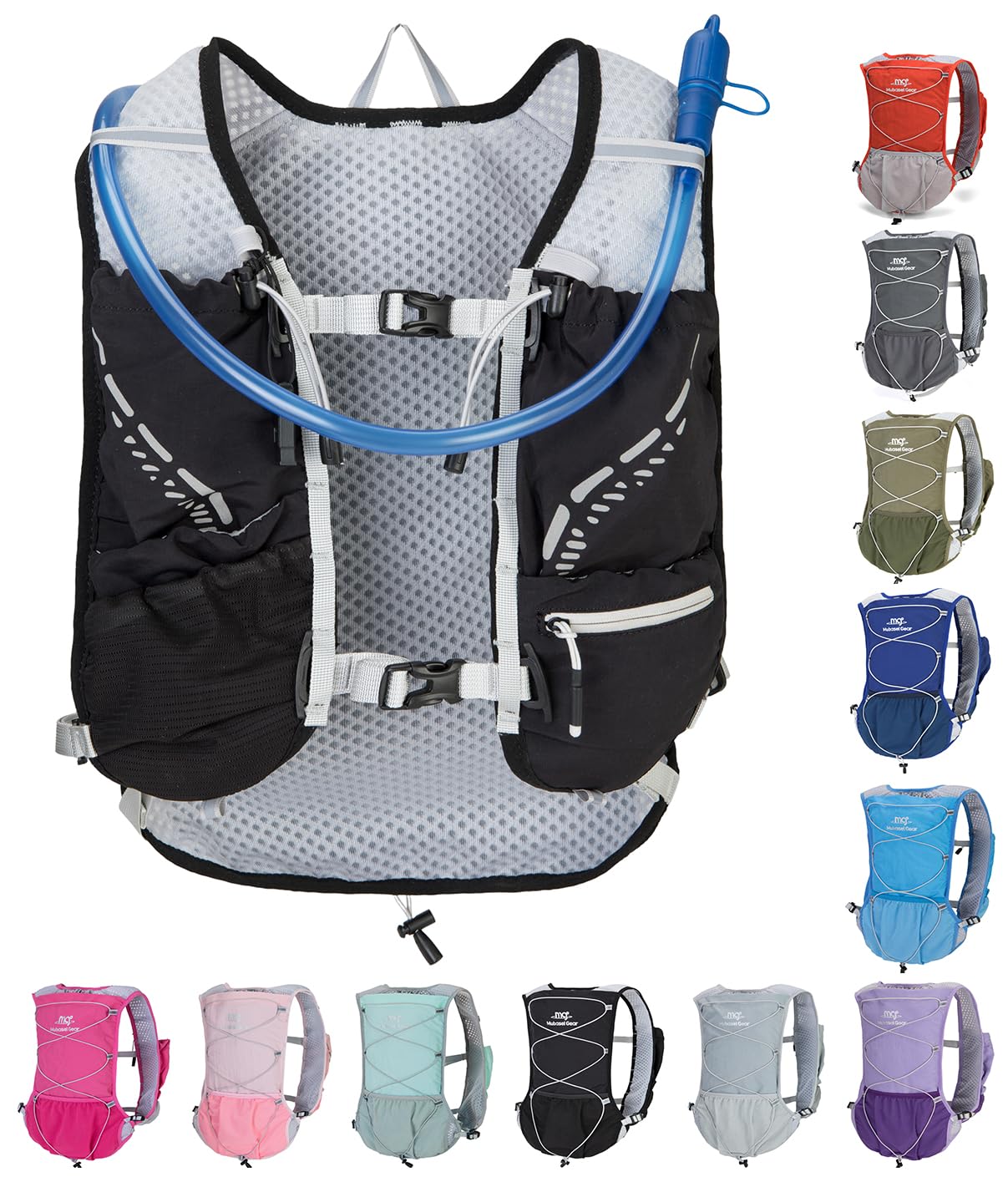 Lightweight Running Vest for Women and Men Hydration Backpack Pack with 1.5L Water Bladder Bag Running Gear Accessories for Hiking Trail Cycling Marathon