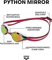 Vista 9 de ARENA Gafas de natación unisex Python Racing para hombres y mujeres, antivaho, sin fugas, máxima comodidad, doble correa, lente con espejo/sin espejo