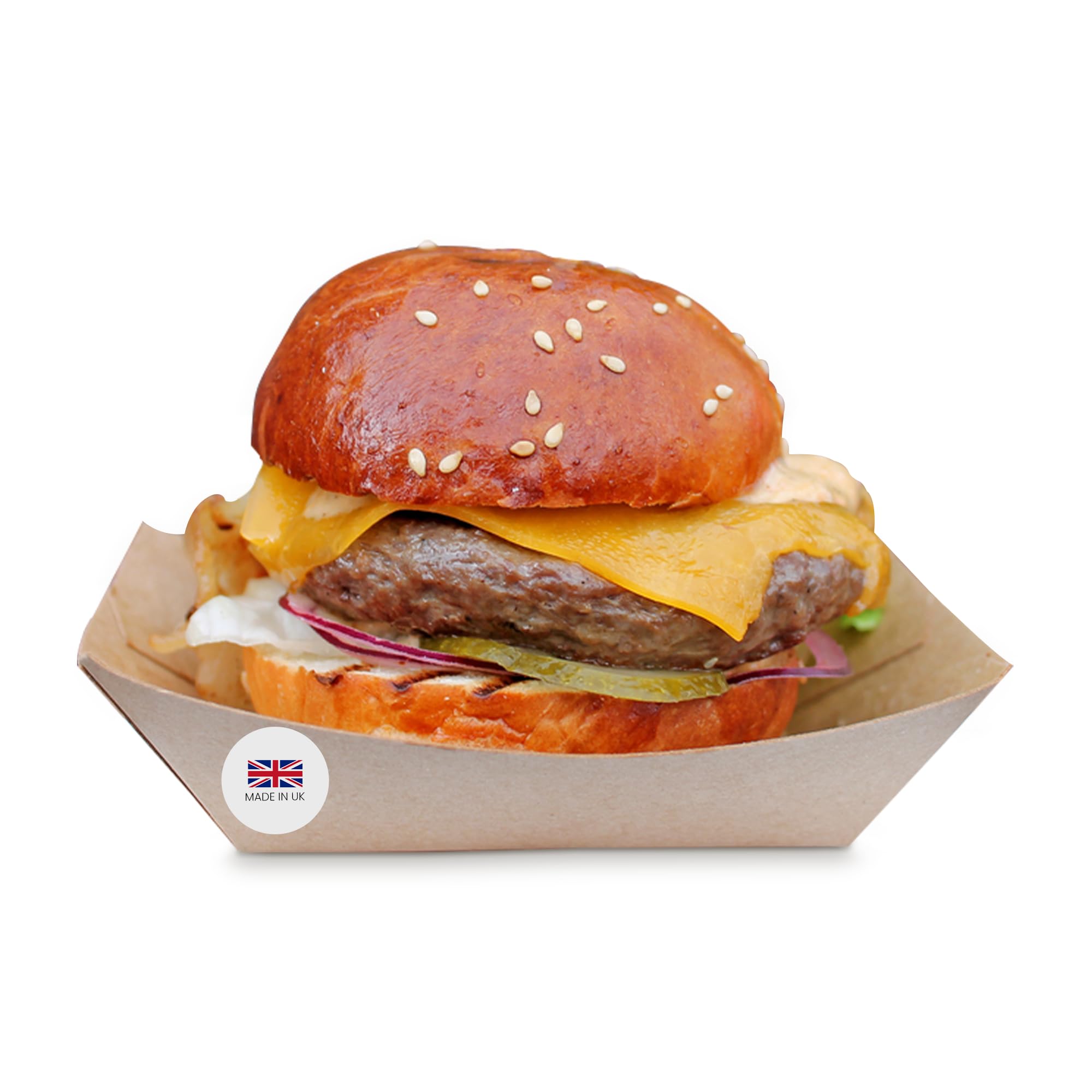 We Can Source It Ltd – 1000 x Large Kraft Card Food Trays – Sturdy Grease Resistant Cardboard Serving Containers with Leak Protection – Takeaway, Street Food, Catering and Picnic Packaging