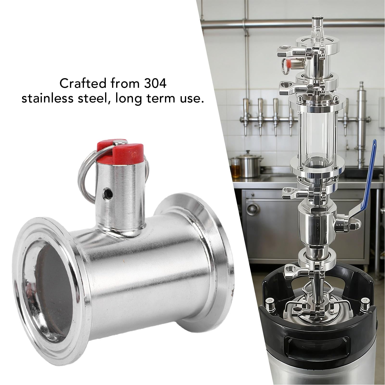 Zunate 1,5-Zoll-Klemmen-Überdruckventilrohr 17 PSI, Edelstahl-Brühteile, Kompakte, Konische Verschraubung mit Schnellinstallationsdesign für Einfache Verwendung