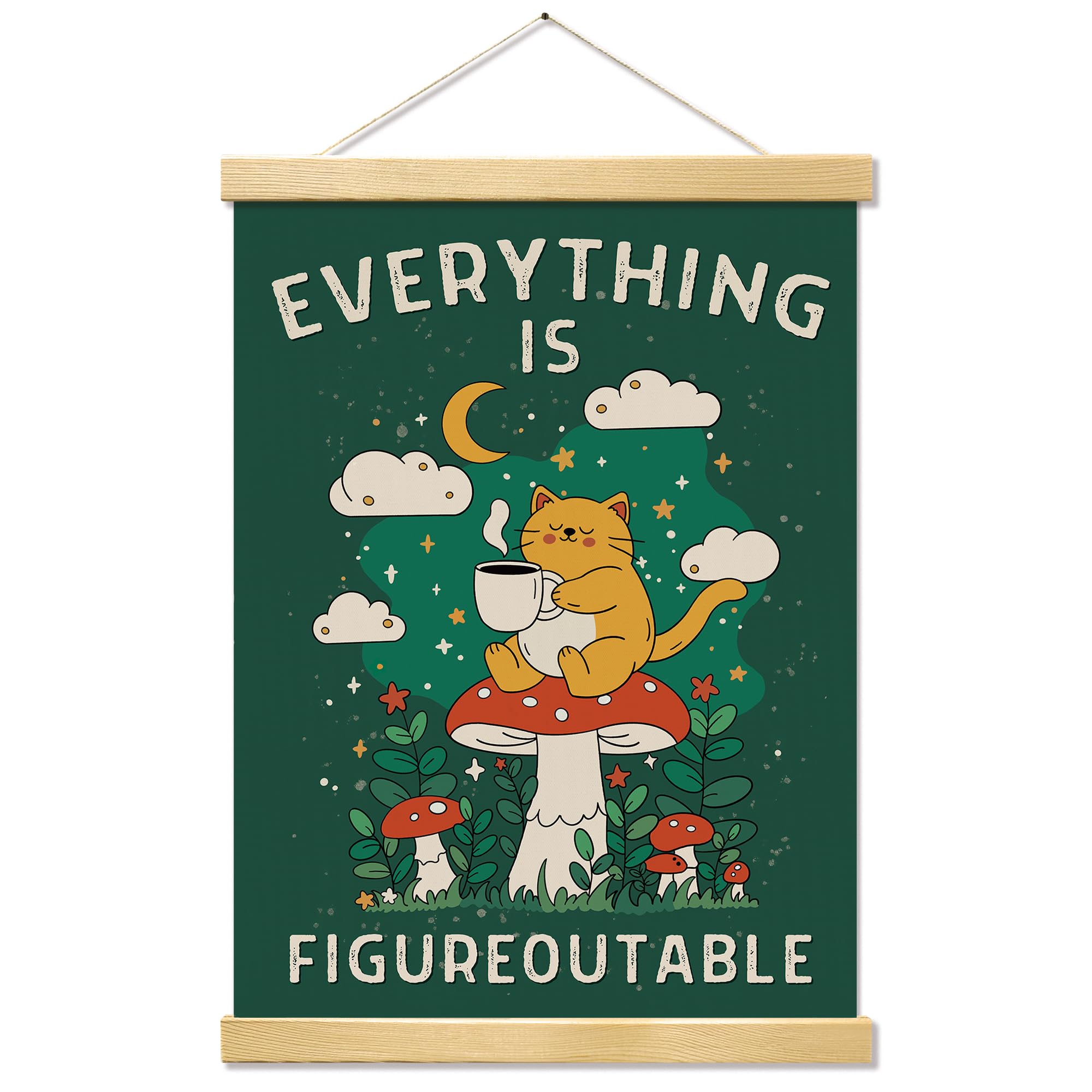 Kaderas Motivational Wall Art, Everything is Figureoutable Inspirational Quotes Room Decor, Positive Wooden Wall Art Poster for Home, Bedroom, Classroom, Nursery Playroom, Office