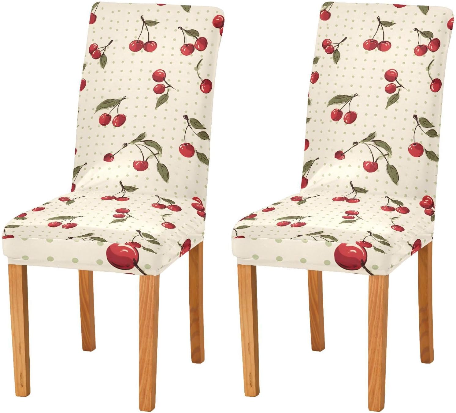 ALAZA Chair Covers for Dining Room, Cherry Polka Dot Pattern Stretch Chair Cover Sets Chair Protector Removable Washable for Ktichen Restaurant Hotel