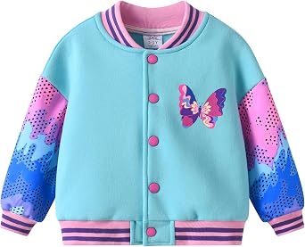 DXTON Girls Baseball Bomber Jacket Fall Winter Outwear Coat for 3-12 Years