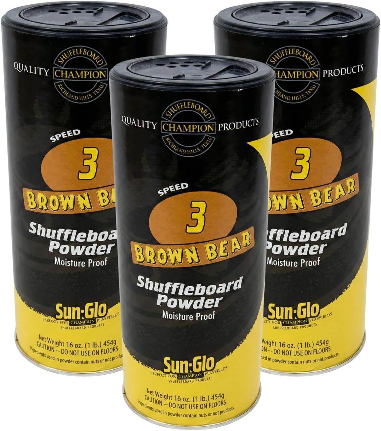 Speed #3 (Brown Bear) Shuffleboard Powder Wax – Medium-Fast Speed for Optimal Control & Precision – 16 oz Shaker Can (Pack of 3)