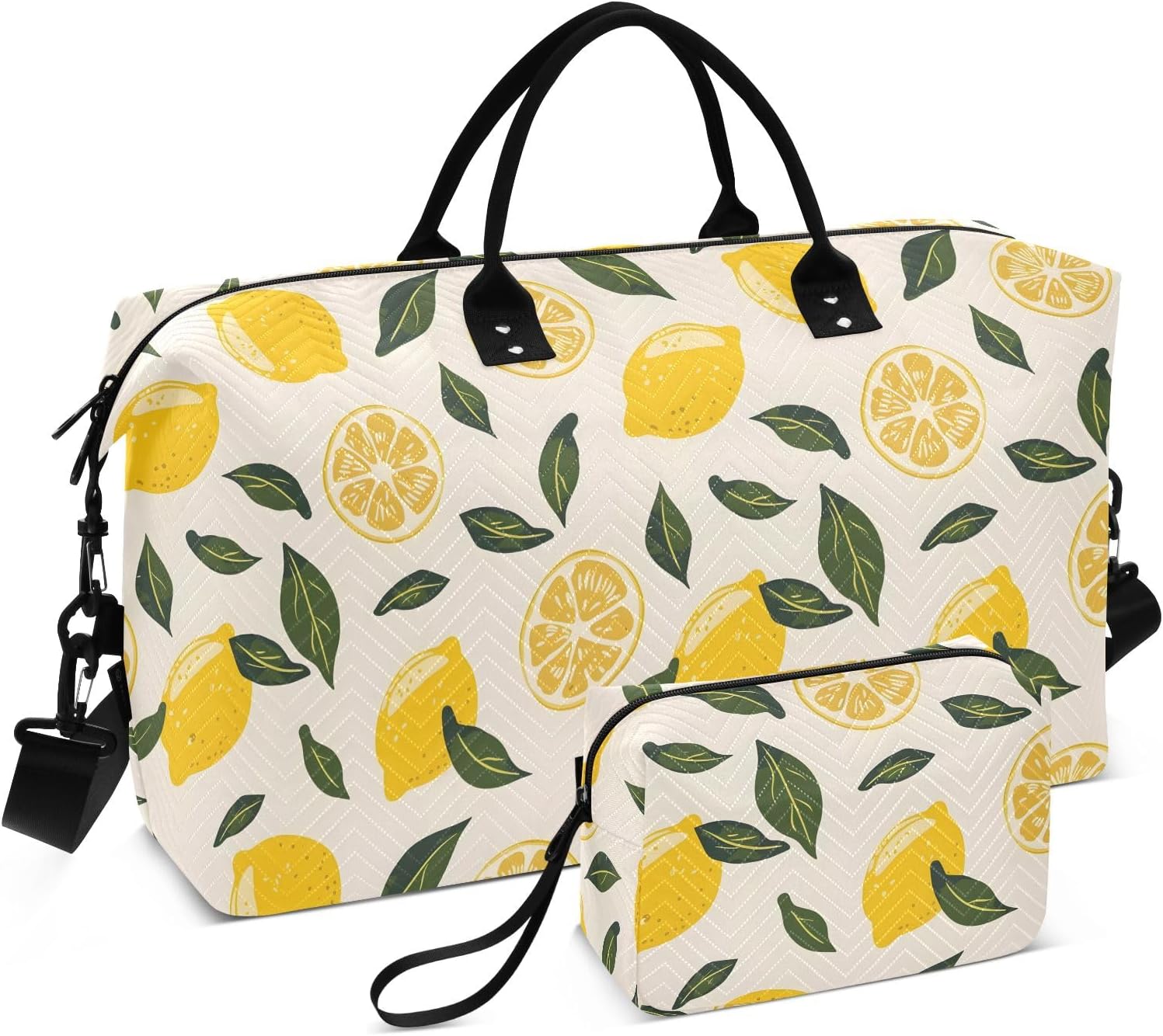 Large Travel Duffel Bag Sports Tote Gym Bag Overnight Weekender Bags Lemon Cute Carry On Luggage with Toiletry Bags
