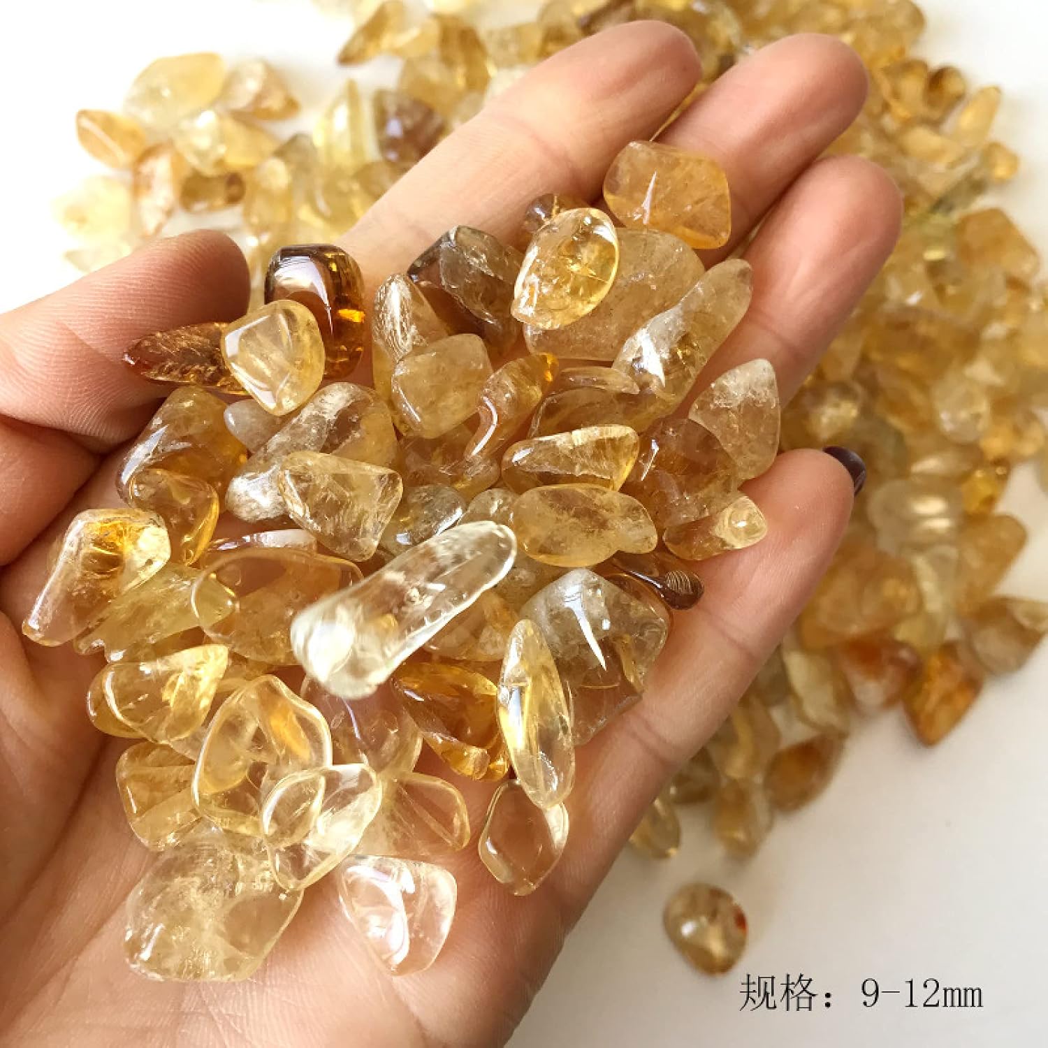100g Natural Citrine Yellow Quartz Crystal Stone Rock Polished Gravel Specimen Natural Stones and Minerals,100g 9-12mm,