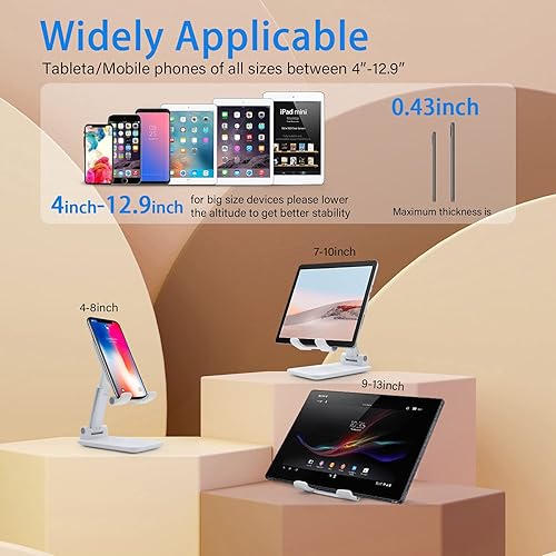 Miniatura 3 de Soporte ajustable para teléfono celular, soporte plegable para tableta para escritorio, soporte de ángulo ajustable para teléfono celular compatible