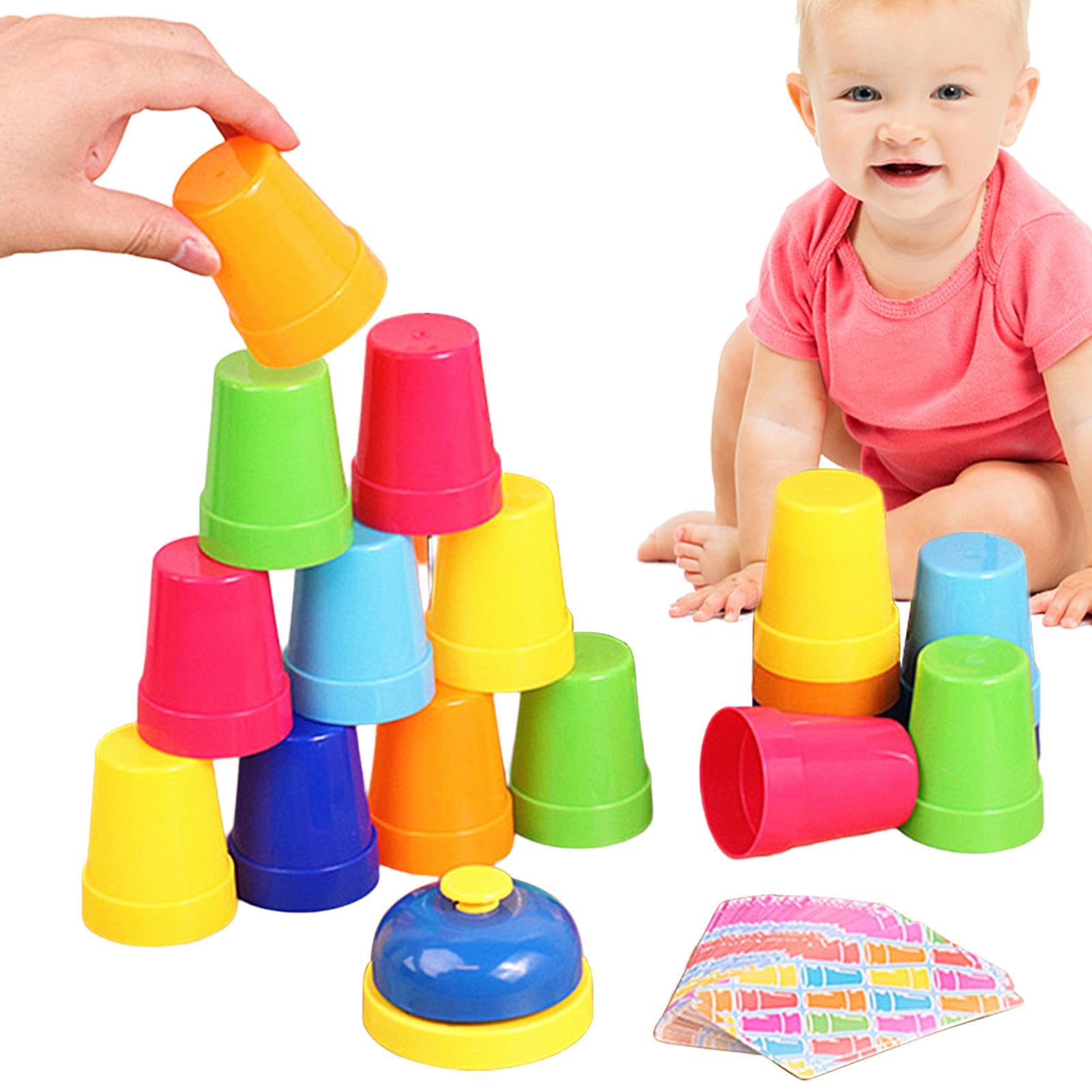 Renywosi Double Stacking Cups Toy,Stacking Cups Travel Challenge Competition Game | Stackable Cups For Babies And Toddler, Stacking Cups Babies Toy, Stackable Toys, Stacking Cups Babies