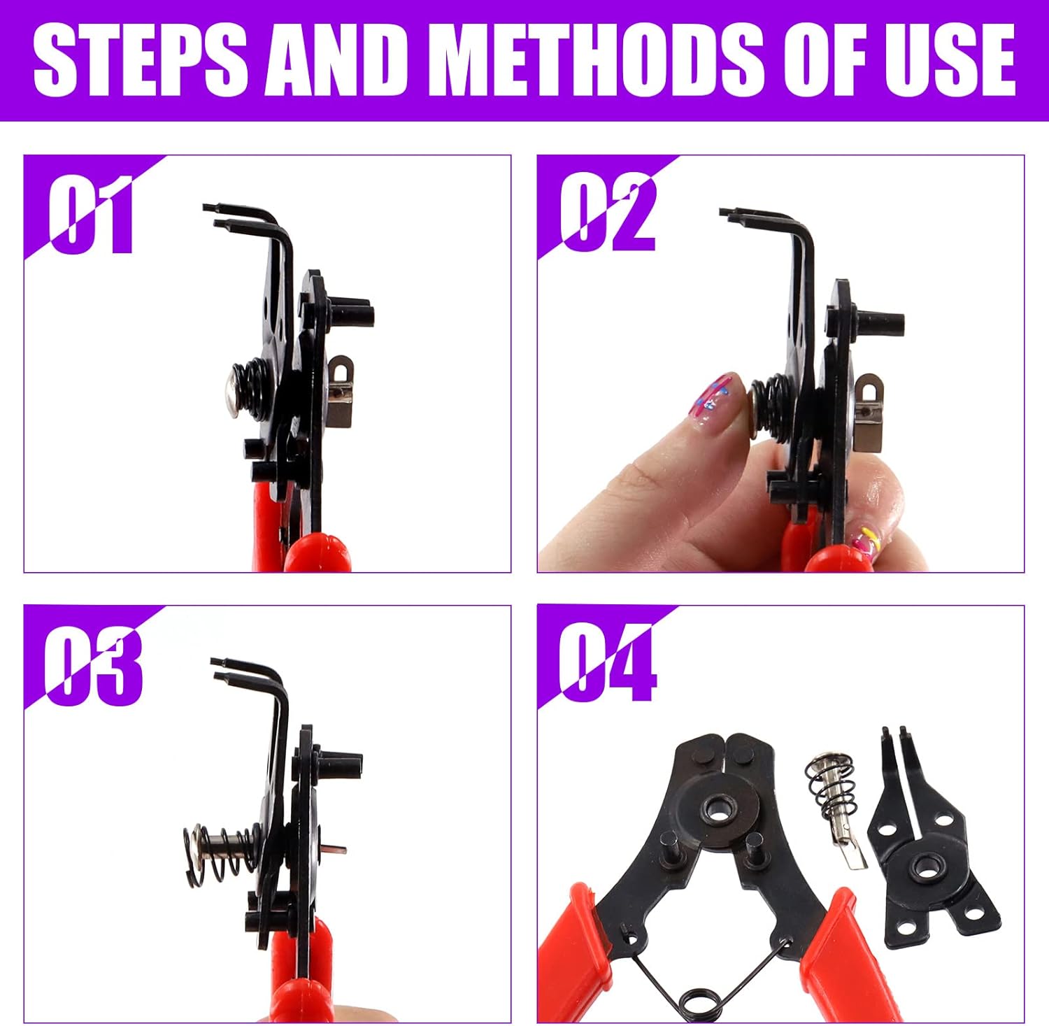Swpeet 3Pcs AC Clutch Holding Tool Adjustable Clutch Holder and 4 in 1 Snap Ring Pliers with Stainless Steel Feeler Gauge Assortment Kit, Compatible with Domestic and Import AC Compressor