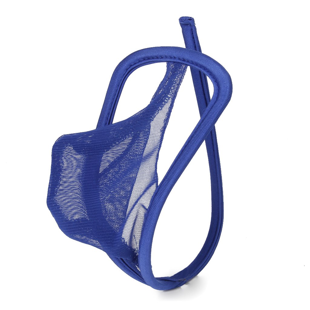 MYADDICTION Blue Mens C-String Mesh Stretch Pouch Thong Charming Underwear Panty