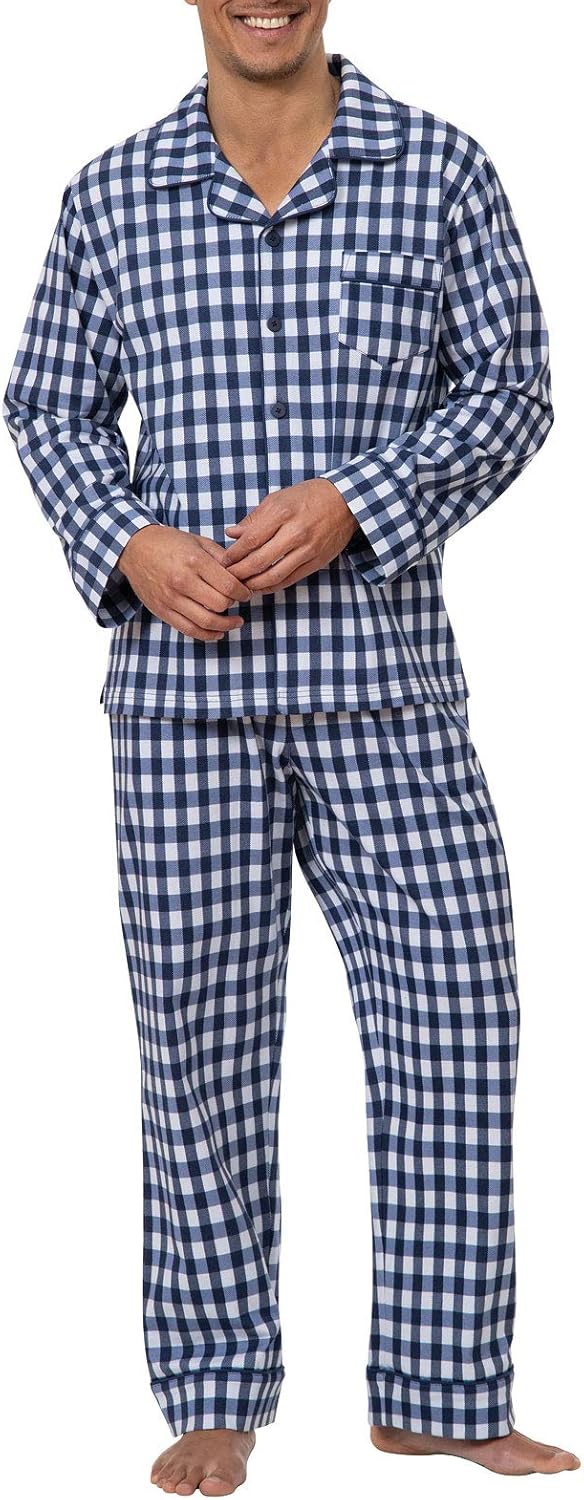 PajamaGram Winter Flannel Men’s Pajamas - Men's Knit Flannel Pajamas Set