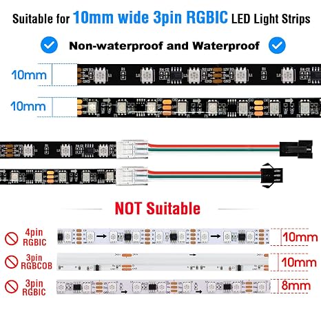 3 Pin LED Strip Connector Kit 10 Pack with 5 Pairs JST SM