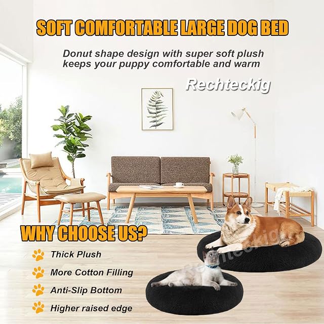 Foto 3 de 6 de Rechteckig Cama para Mascotas Redonda Rosquilla Cama de Felpa ​Mascota Calmante, Portátil