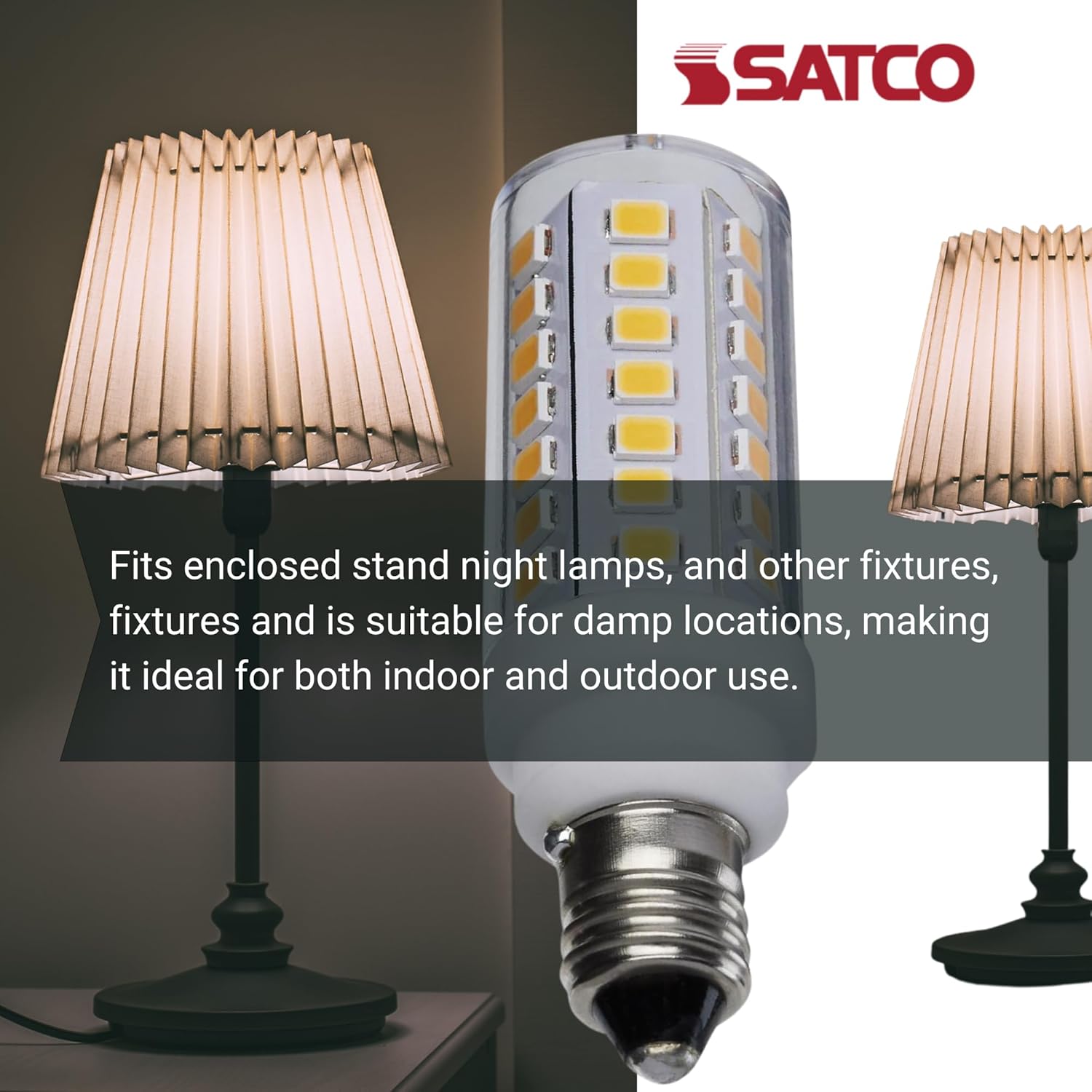 Satco 5W T6 LED Mini Candelabra Bulb, Clear Finish, 5000K Natural Light, 120 Volt, Residential Commercial, Indoor Enclosed Fixtures, Damp Locations, Chandeliers, Pendants, Accent Lighting (10 Bulbs)