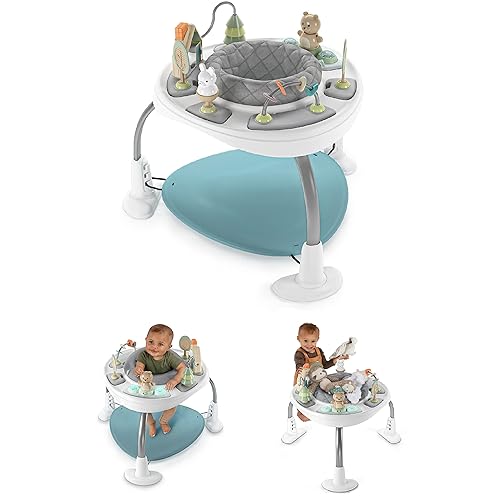Ingenuity Spring  Sprout - Centro de actividades para bebés 2 en 1 con juguetes para bebés a partir de 6 meses primer bosque