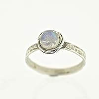 Vista 24 de Anillo de plata de ley con piedras preciosas para mujer, anillo apilable de piedra martillada, anillo de piedra natal