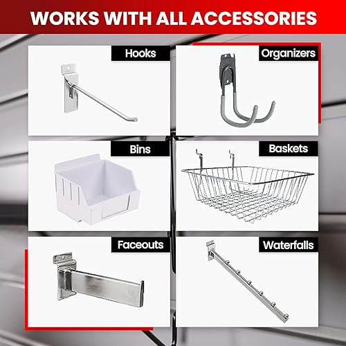 Miniatura 18 de Sistema de almacenamiento de PVC resistente de 8 x 4 pulgadas (con tapas y tornillos) - Paneles de pared de listones modulares para organización