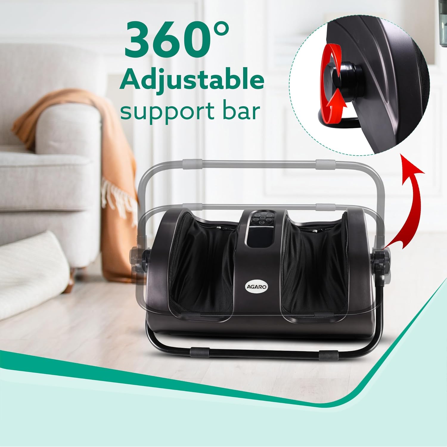 AGARO Grand Shiatsu Foot Massager with Kneading Function for Pain Relief & Improving Blood Circulation, Corded Electric, Black